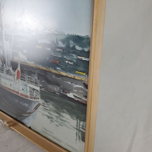 FRAMED NEWMAN MYRAH WATERCOLOR, Portland, Oregon Dock, Harbor - Picture 8 of 11